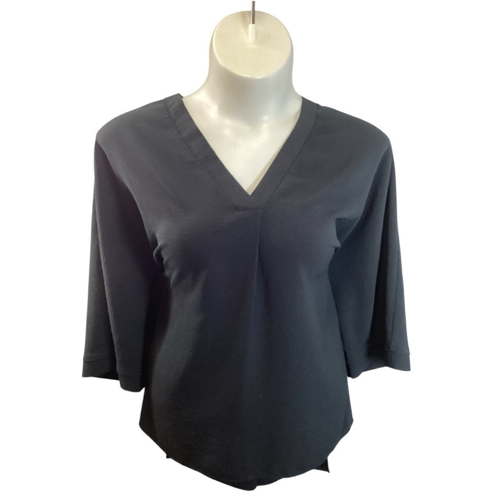 Fred David Black V-Neck Blouse, Plus Size 2X